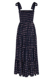 Fashion Street Dot Patchwork Spaghetti Strap Printed Dresses