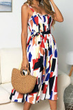 Fashion Casual Print Patchwork Spaghetti Strap A Line Dresses