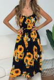 Fashion Casual Print Patchwork Spaghetti Strap A Line Dresses