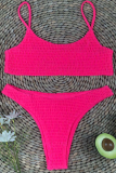 Sexy Solid Backless Fold Basic Swimwears