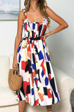Fashion Casual Print Patchwork Spaghetti Strap A Line Dresses