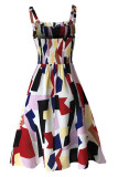 Fashion Casual Print Patchwork Spaghetti Strap A Line Dresses
