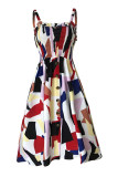 Fashion Casual Print Patchwork Spaghetti Strap A Line Dresses
