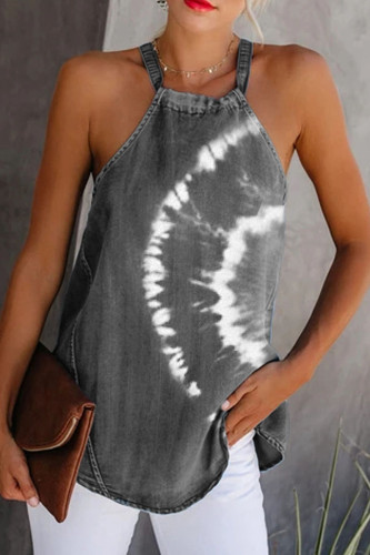 Fashion Street Print Patchwork O Neck Tops
