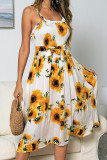 Fashion Casual Print Patchwork Spaghetti Strap A Line Dresses