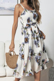 Fashion Casual Print Patchwork Spaghetti Strap A Line Dresses
