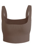 Fashion Street Solid Square Collar Tops