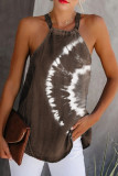 Fashion Street Print Patchwork O Neck Tops