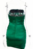 Fashion Sexy Solid Fold Strapless Wrapped Skirt Dresses