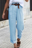 Fashion Casual Solid Straight High Waist Bottoms