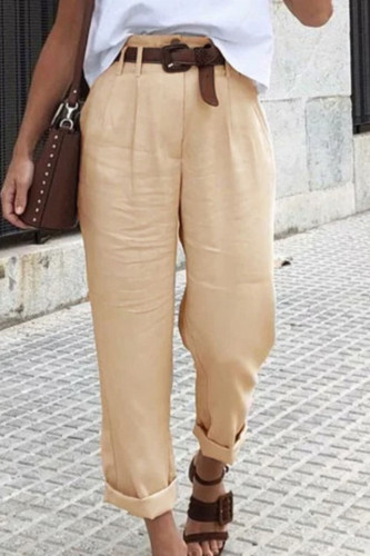 Fashion Casual Solid Straight High Waist Bottoms