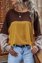 Casual Street Patchwork Contrast O Neck Tops