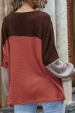 Casual Street Patchwork Contrast O Neck Tops