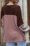 Casual Street Patchwork Contrast O Neck Tops