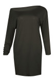 Fashion Casual Solid Patchwork O Neck A Line Dresses