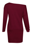 Fashion Casual Solid Patchwork O Neck A Line Dresses