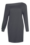 Fashion Casual Solid Patchwork O Neck A Line Dresses