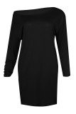 Fashion Casual Solid Patchwork O Neck A Line Dresses