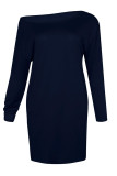 Fashion Casual Solid Patchwork O Neck A Line Dresses