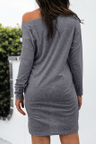 Fashion Casual Solid Patchwork O Neck A Line Dresses