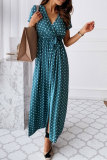 Fashion Sexy Dot Slit V Neck Printed Dresses
