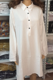 Casual Street Solid Buckle Turndown Collar Dresses