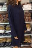 Casual Street Solid Buckle Turndown Collar Dresses