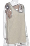 Fashion Casual Solid Patchwork U Neck Tops