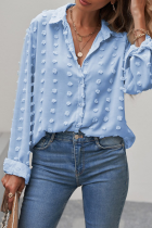 Elegant Solid Patchwork Buckle Turndown Collar Tops