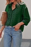 Elegant Solid Patchwork Buckle Turndown Collar Tops