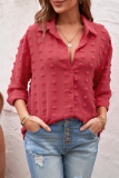Elegant Solid Patchwork Buckle Turndown Collar Tops