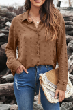 Elegant Solid Patchwork Buckle Turndown Collar Tops