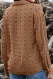 Elegant Solid Patchwork Buckle Turndown Collar Tops