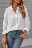 Elegant Solid Patchwork Buckle Turndown Collar Tops