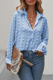 Elegant Solid Patchwork Buckle Turndown Collar Tops