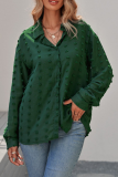 Elegant Solid Patchwork Buckle Turndown Collar Tops