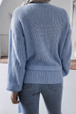 Casual Solid Strap Design V Neck Tops Sweater