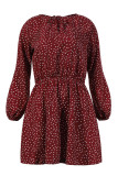 Fashion Casual Polka Dot Patchwork V Neck A Line Dresses