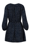 Fashion Casual Polka Dot Patchwork V Neck A Line Dresses