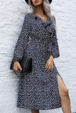 Elegant Floral Flounce Strap Design V Neck A Line Dresses