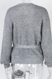 Casual Solid Strap Design V Neck Tops Sweater