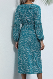 Elegant Floral Flounce Strap Design V Neck A Line Dresses