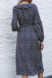 Elegant Floral Flounce Strap Design V Neck A Line Dresses