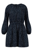 Fashion Casual Polka Dot Patchwork V Neck A Line Dresses