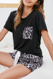 Fashion Casual Print Patchwork O Neck Short Sleeve Two Pieces