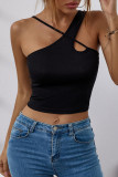Fashion Casual Solid Patchwork Halter Tops