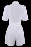 Fashion Casual Solid Patchwork Turndown Collar Short Sleeve Two Pieces