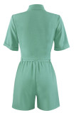 Fashion Casual Solid Patchwork Turndown Collar Short Sleeve Two Pieces