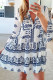 Fashion Sweet Print Patchwork V Neck Princess Dresses