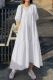 Casual Solid Patchwork Buttons O Neck Cake Skirt Dresses